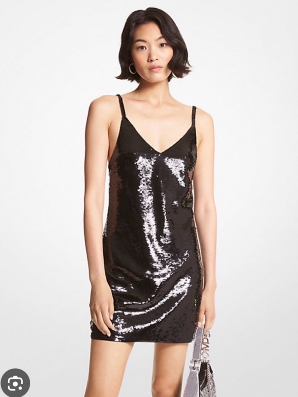 Michael Kors Black Sequin Mini Slip Dress